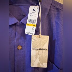 NWT Tommy Bahama Coastal Breeze Check Linen Shirt - Peri Lavender, size Medium